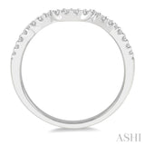 1/6 Ctw Curved Center Flighted Wings Round Cut Diamond Wedding Band in 14K White Gold