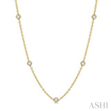 1 Ctw Round Cut Diamond Station Necklace in 14K Yellow Gold