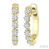 1/2 Ctw Prong Set Round Cut Diamond Hoop Earrings in 14K Yellow gold