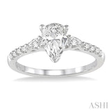 3/8 Ctw Pear & Round Cut Diamond Semi-Mount Engagement Ring in 14K White Gold