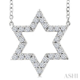 1/4 Ctw Star of David Round Cut Diamond Fashion Pendant With Chain in 14K White Gold