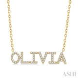 1/5 Ctw 'OLIVIA' Block Name Round Cut Diamond Necklace in 10K Yellow Gold
