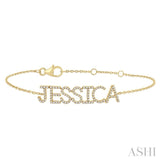 1/4 Ctw 'JESSICA' Block Name Round Cut Diamond Bracelet in 10K Yellow Gold