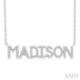 1/4 Ctw 'MADISON' Block Name Round Cut Diamond Necklace in 10K White Gold