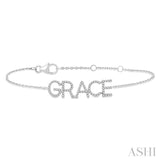 1/5 Ctw 'GRACE' Block Name Round Cut Diamond Bracelet in 10K White Gold