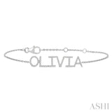 1/5 Ctw 'OLIVIA' Block Name Round Cut Diamond Bracelet in 10K White Gold