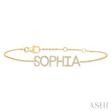 1/5 Ctw 'SOPHIA' Block Name Single Cut Diamond Bracelet in 10K Yellow Gold