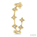 1/5 Ctw Star Shape Accent Round Cut Diamond Hoop Earrings in 14K Yellow Gold