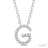 1/20 Ctw Initial 'G' Round Cut Diamond Pendant With Chain in 10K White Gold