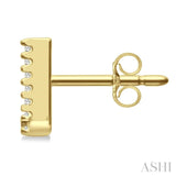 1/10 Ctw Initial 'U' Round Cut Diamond Earrings in 10K Yellow Gold