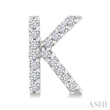 1/10 Ctw Initial 'K' Single Cut Diamond Earrings in 10K White Gold