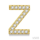 1/10 Ctw Initial 'Z' Round Cut Diamond Earrings in 10K Yellow Gold