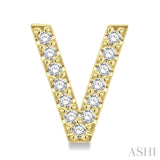 1/10 Ctw Initial 'V' Round Cut Diamond Earrings in 10K Yellow Gold