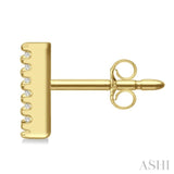 1/10 Ctw Initial 'V' Round Cut Diamond Earrings in 10K Yellow Gold