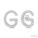 1/8 Ctw Initial 'G' Single Cut Diamond Earrings in 10K White Gold