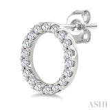 1/10 Ctw Initial 'O' Single Cut Diamond Earrings in 10K White Gold