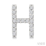 1/10 Ctw Initial 'H' Single Cut Diamond Earrings in 10K White Gold