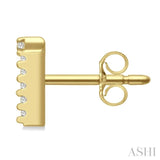 1/10 Ctw Initial 'T' Round Cut Diamond Earrings in 10K Yellow Gold