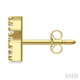 1/10 Ctw Initial 'R' Round Cut Diamond Earrings in 10K Yellow Gold