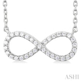 1/10 Ctw Round Cut Diamond Infinity Petite Pendant With Chain in 14K White Gold