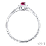 5x3 MM Octagonal Shape Pink Tourmaline and 1/20 Ctw Single Cut Diamond Halo Semi-Precious Ring in 10K White Gold