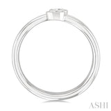 1/5 Ctw Spiral Bezel Set Oval Cut Diamond Fashion Ring in 14K White Gold