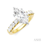 7/8 Ctw Marquise Shape Princess and Round Cut Diamond Semi-Mount Engagement Ring in 14K Yellow and White Gold