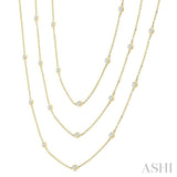3 Ctw Bezel Set Round Cut Diamond 60-Inch Long Station Necklace in 14K Yellow Gold