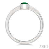 6X4 MM Bezel Set Oval Cut Emerald Precious Solitaire Ring in 14K White Gold