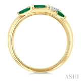 4X3 MM Pear and 4X2 MM Marquise shape Emerald and 1/4 Ctw Pear Cut Diamond in 14K Yellow Gold
