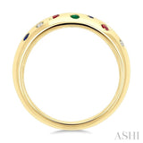 1/20 Ctw Round Cut Gemstone Mosaic Precious Fashion Wide Band in 14K Yellow Gold