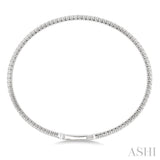 2 Ctw Full Length Round Cut Diamond Straight Flex Bangle in 14K White Gold