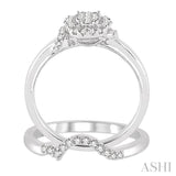 3/8 Ctw Diamond Lovebright Wedding Set with 1/3 Ctw Engagement Ring and 1/10 Ctw Wedding Band in 14K White Gold