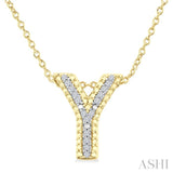 1/20 Ctw Bubble Accent Initial 'Y' Round Cut Diamond Fashion Pendant With Chain in Yellow Gold Vermeil