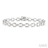 1/4 Ctw Round Cut Diamond Bar Link Bracelet in 10K White Gold