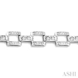 1/4 Ctw Round Cut Diamond Bar Link Bracelet in 10K White Gold