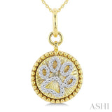 1/6 Ctw Round Cut Diamond Dog Paw Round Fluted Medallion Fashion Pendant With Chain in 10K Yellow and White Gold