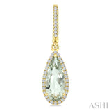 12X5 MM Evoque Gemstones Pear Shape Green Amethyst and 1/3 Ctw Round Cut Diamond Semi-Precious Earrings in 10K Yellow Gold