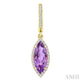 12X5 MM Evoque Gemstones Marquise Shape Amethyst and 1/3 Ctw Round Cut Diamond Semi-Precious Earrings in 10K Yellow Gold