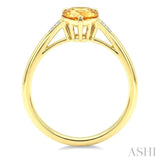 16X6 MM Evoque Gemstone Pear Shape Citrine and 1/50 Ctw Round Cut Diamond Semi-Precious Ring in 10K Yellow Gold