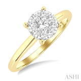 1/2 Ctw Lovebright Circular Shape Round Cut Diamond Cluster Ring in 14K Yellow and White Gold