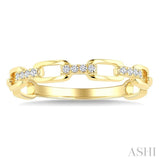 1/20 Ctw Oval Shaped Open Window Links Round Cut Diamond Stackable Fashion Band in 14K Yellow Gold