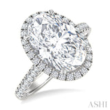 1/2 Ctw Oval Shape Round Cut Diamond Halo Semi-Mount Engagement Ring in 14K White Gold