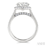 1/2 Ctw Oval Shape Round Cut Diamond Halo Semi-Mount Engagement Ring in 14K White Gold