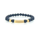 Black Beaded Bracelet with Gold Accents
