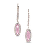 Oblong Simulated Pink Drop Earrings