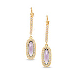 Oblong Simulated Amethyst Drop Earrings