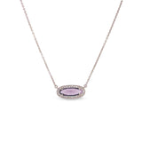 Oblong Simulated Amethyst Necklace