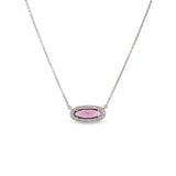 Oblong Simulated Pink Necklace
