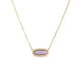 Oblong Simulated Amethyst Necklace